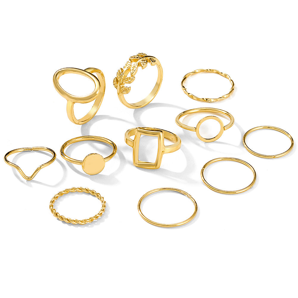 Vintage Fashion Geometric Articulated Ring Ring Set