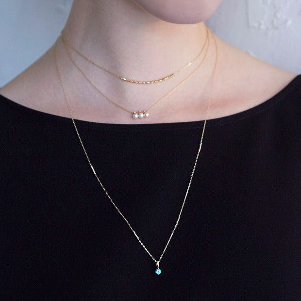 Pearl zircon small necklace