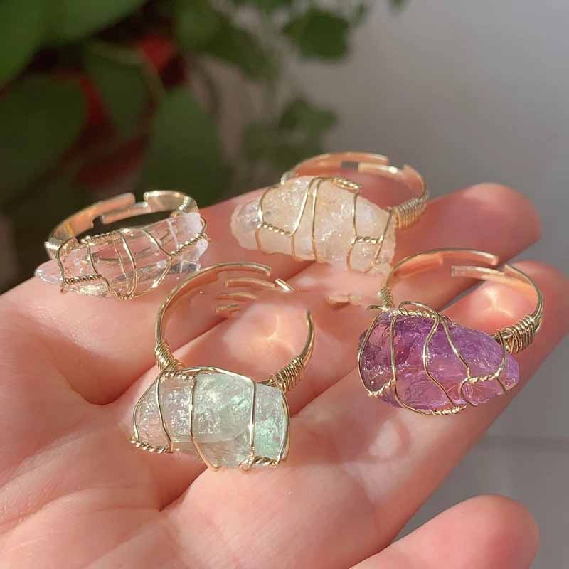 Fashionable Ladies Natural Amethyst Adjustable Ring