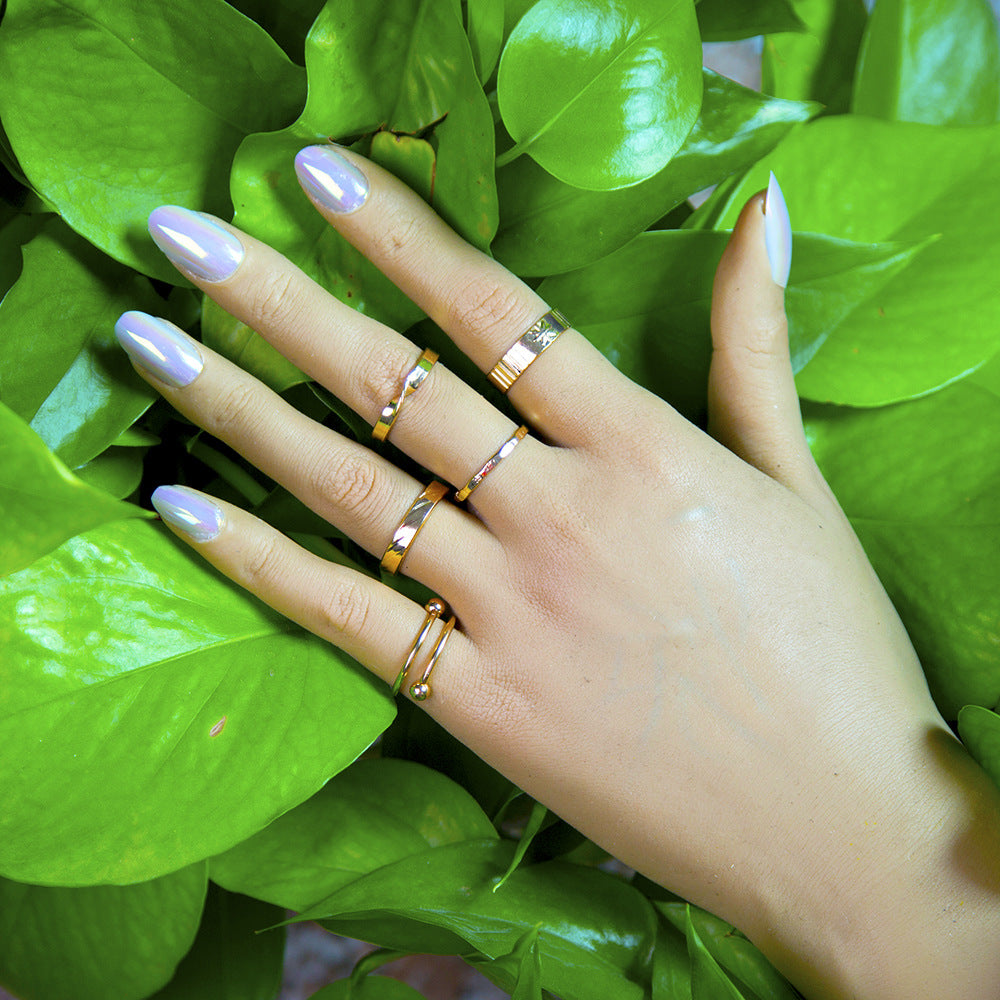 Retro Ring Ins Niche Temperament Metal Ring Set