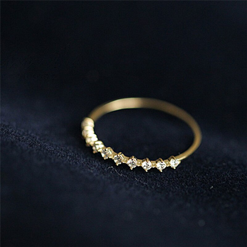 14k yellow gold ring Japanese ultra-fine and delicate diamond lace ring