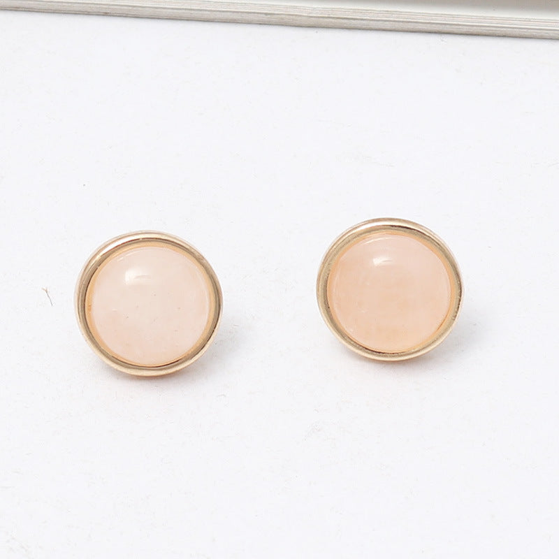 Straw Woven Natural Stone Inlaid Fashionable Simple Stone Earrings