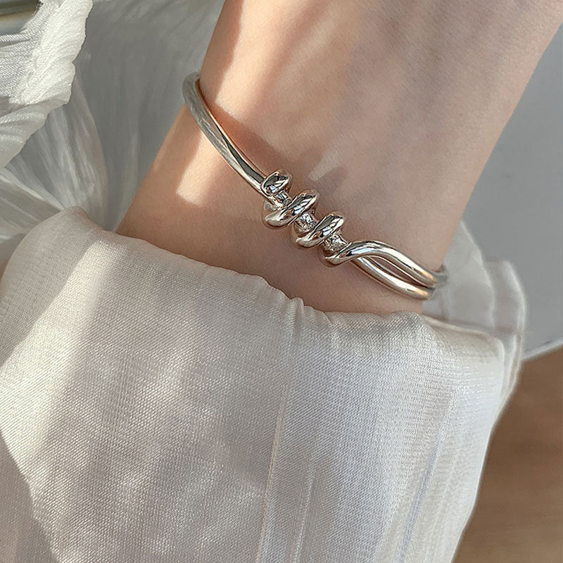 Fashion Knotted Heavy 925 Sterling Silver Bangle