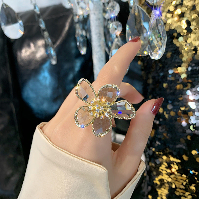 Crystal Petals Exaggerated Ring