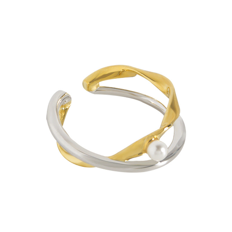 Cold Wind Niche Design Two-color Pearl S925 Sterling