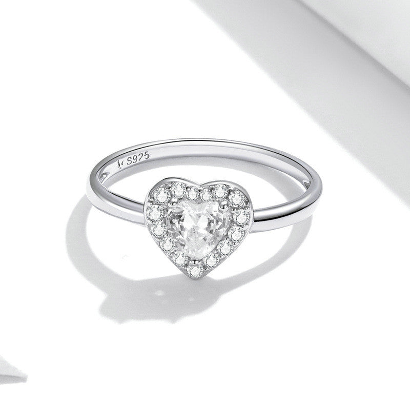 Electroplated Diamond Bright Love Necklace Ring Set