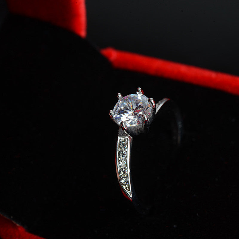 Six Prong Women's Ring With Diamonds