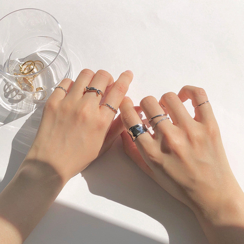 Cold Wind Twisted Ring Set Japanese Style