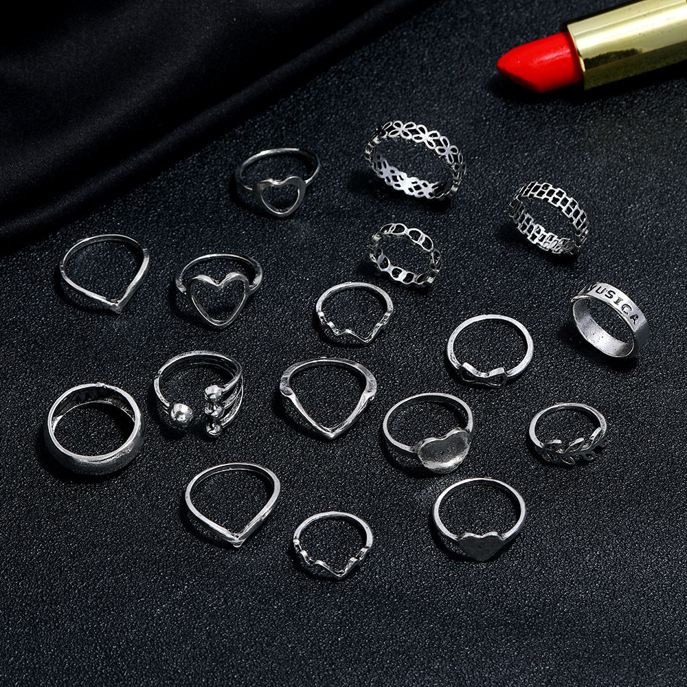 Metal Love Ring Set Bracelet Set