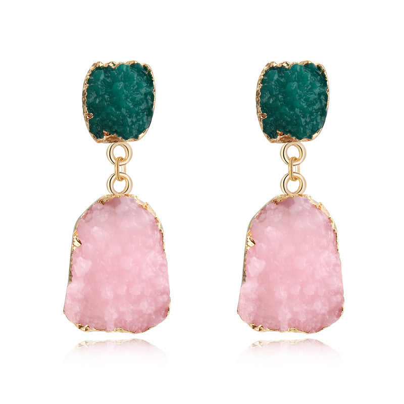 Personalized New Imitation Natural Stone Resin Earrings