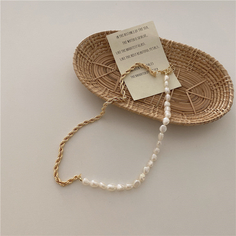 New Vintage Geometric Natural Pearl Necklace
