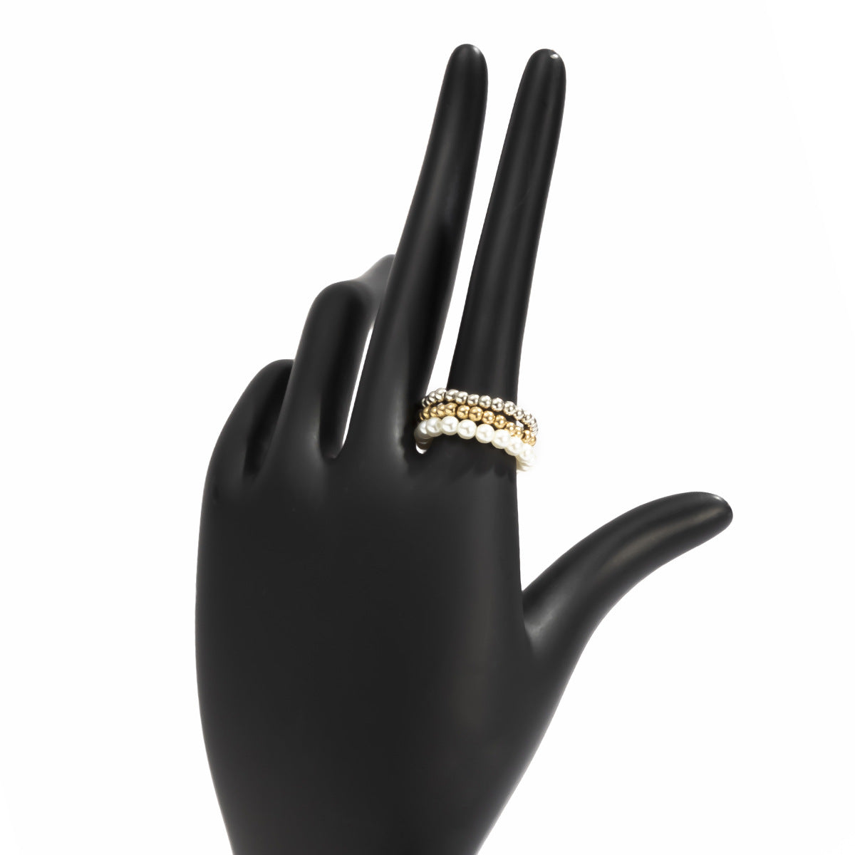 Elastic Imitation Pearl Set Ring
