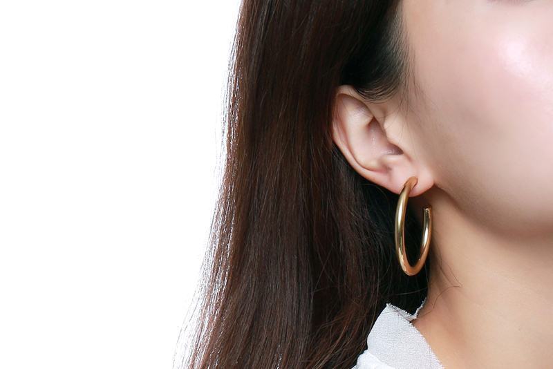 Titanium Steel Hoop Earrings 42MM Stainless Women's Jewelry