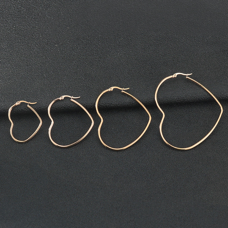 Fashion Titanium Heart Hoop Earrings