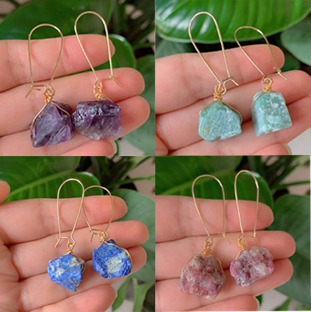Natural Crystal Irregular Stone Stud Earrings