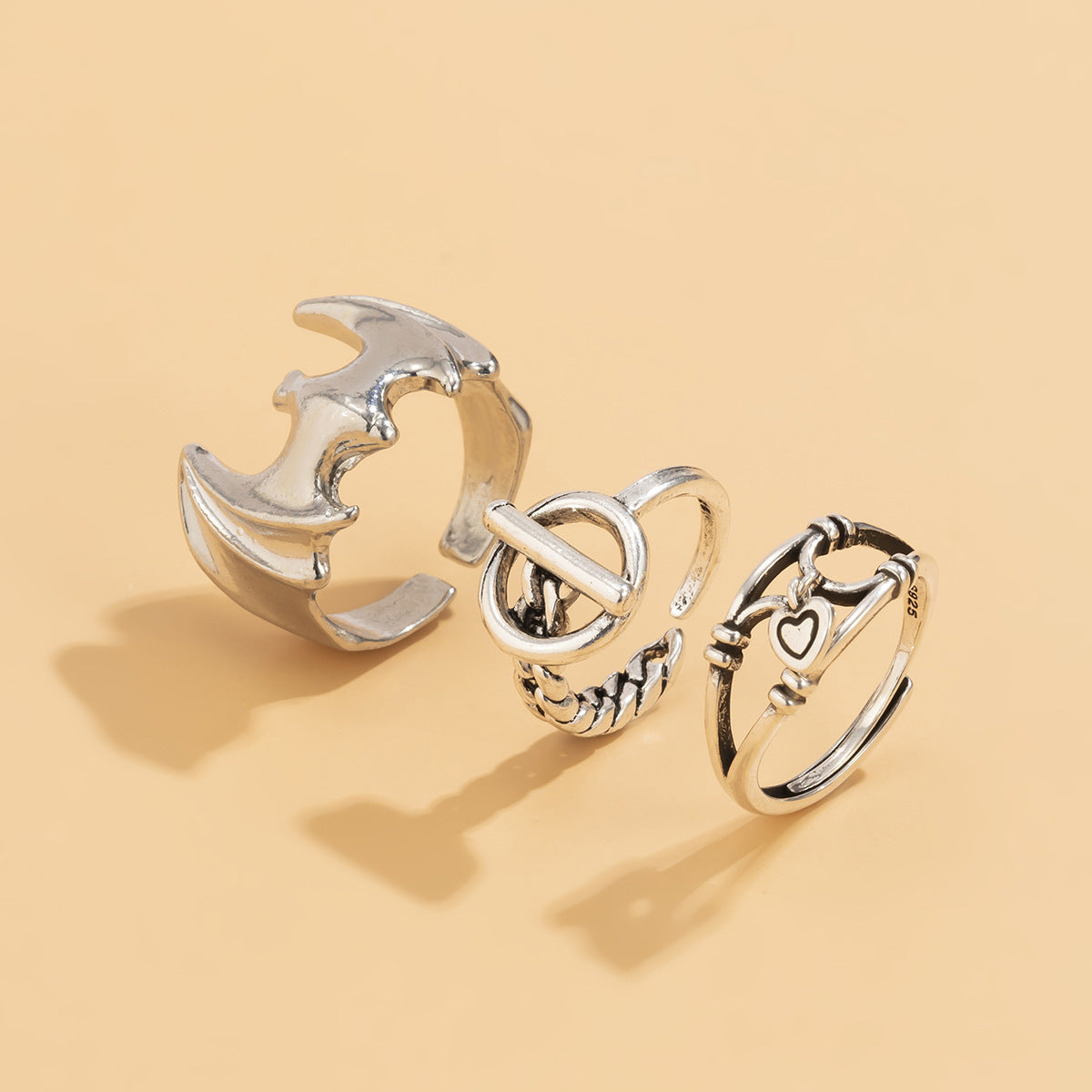 Hollow Bat Ot Buckle Set Ring Ring Hip Hop
