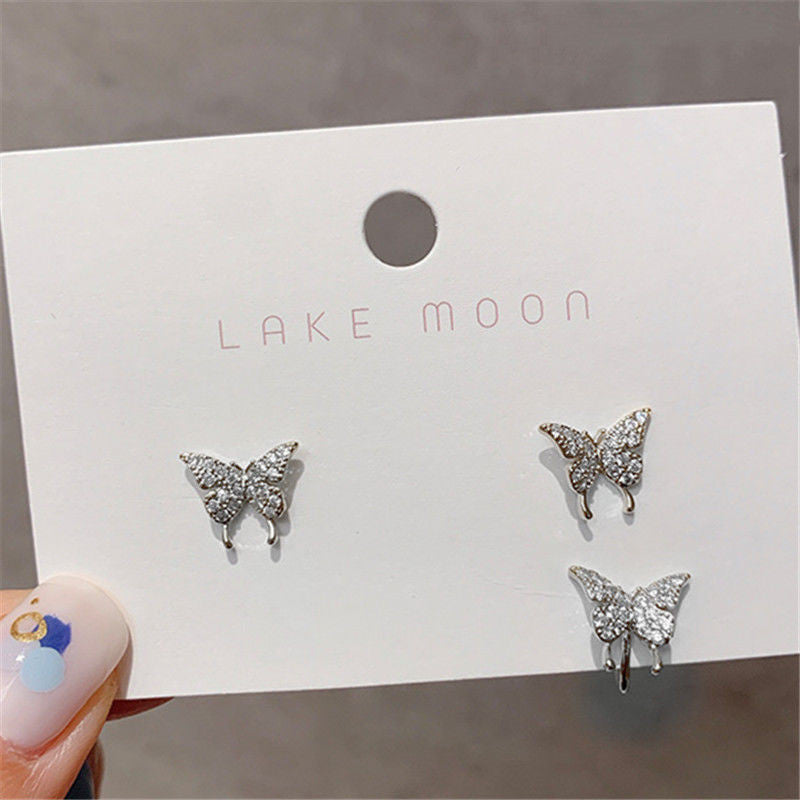 Petite Mini Diamond Butterfly Stud Earrings