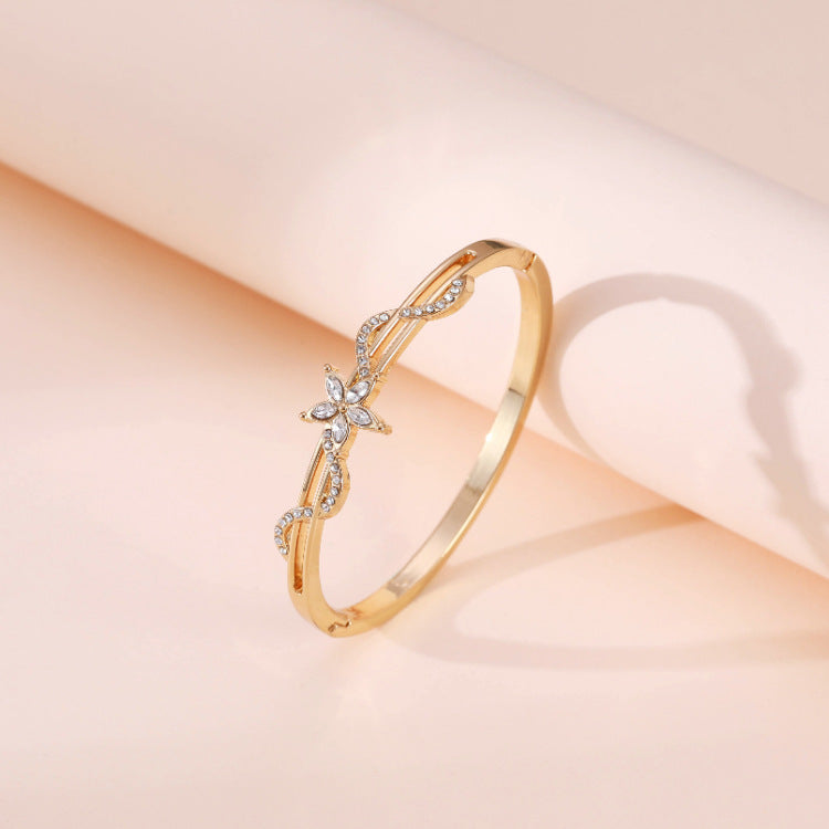 Diamond-studded Alloy Bracelet, Flowers Full Of Diamonds, Light Luxury