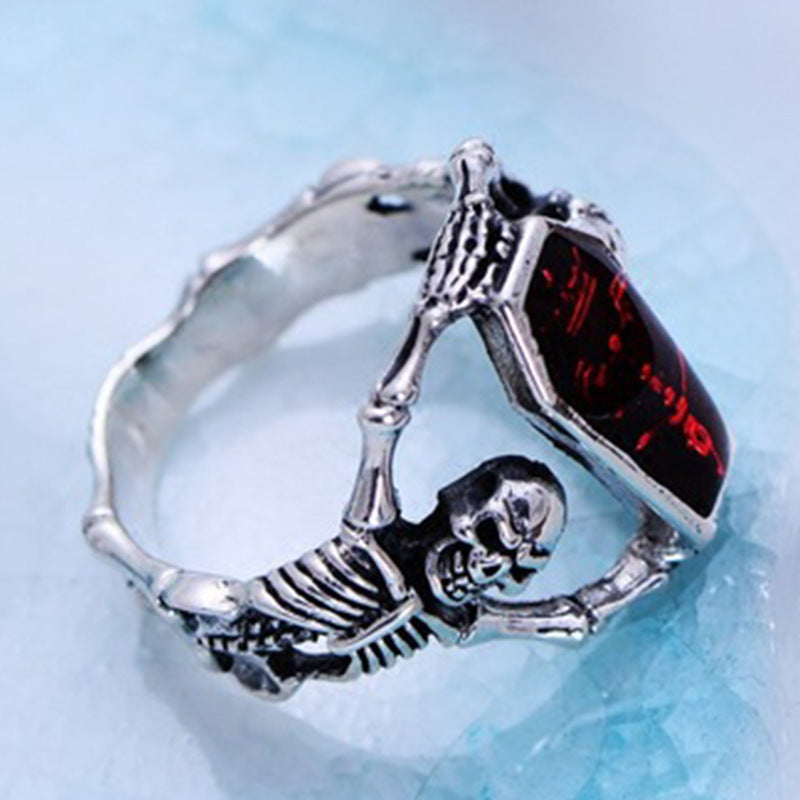 Vintage Thai Silver Vampire Bat Skull Ring