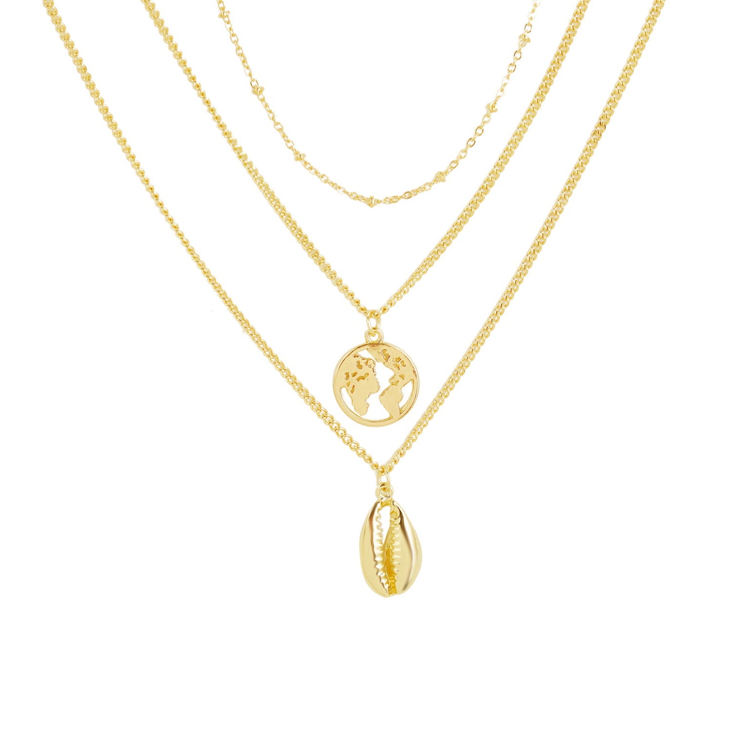 Multilayer Pearl Cross Necklace