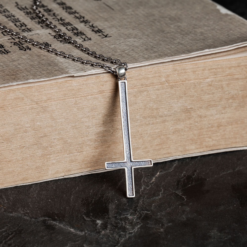 Sterling Silver Inverted Cross Gothic Punk Pendant