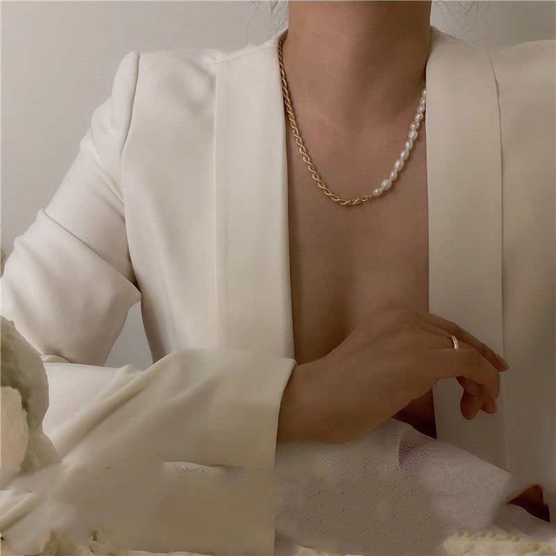 New Vintage Geometric Natural Pearl Necklace