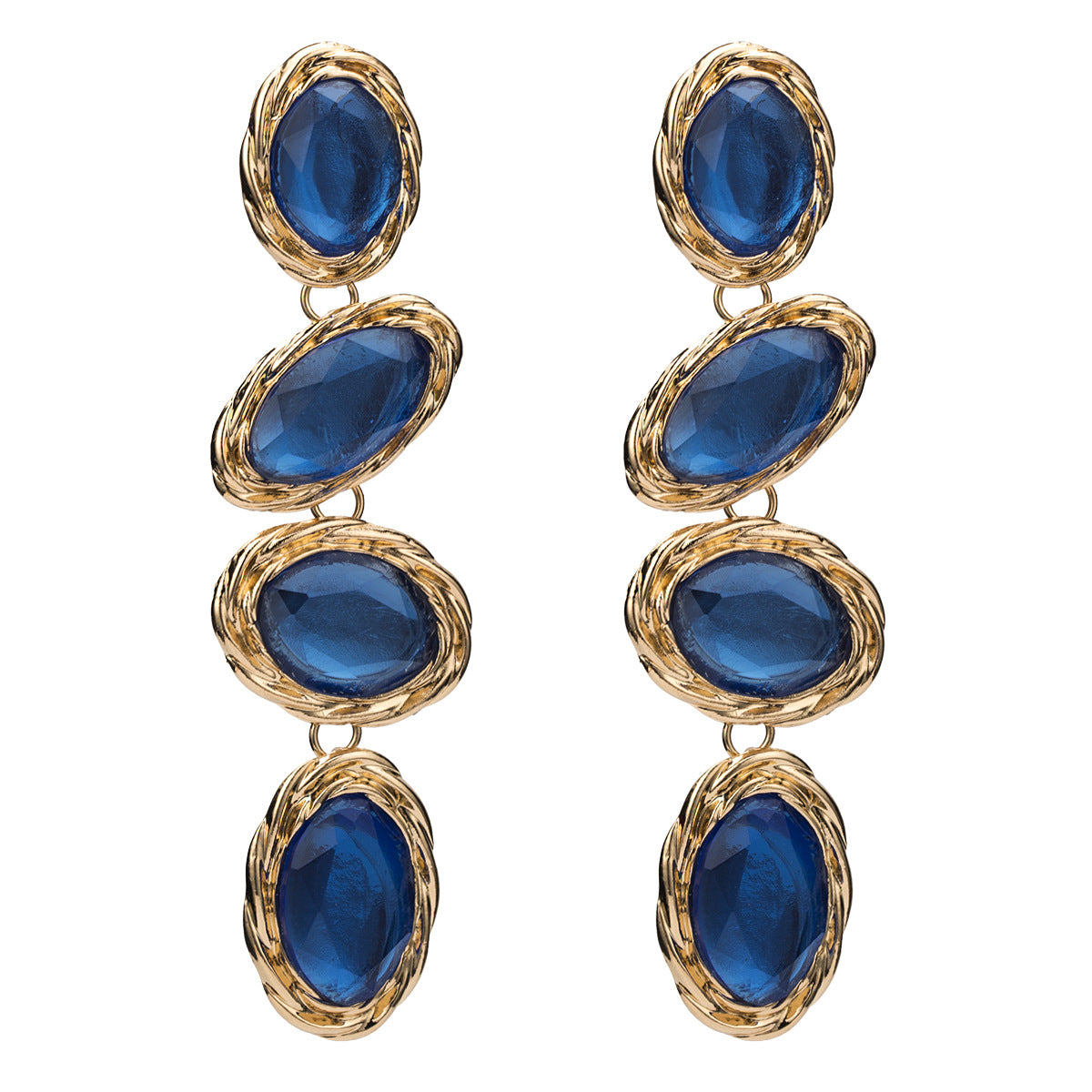 Exaggerated Temperament Alloy Colorful Stone Acrylic Earrings