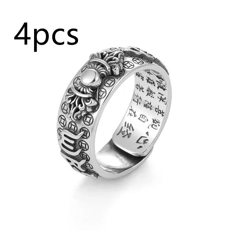 Little Pixiu Heart Sutra Ring Men And Women Lucky