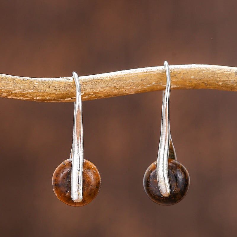 Textured Natural Stone Female Earrings