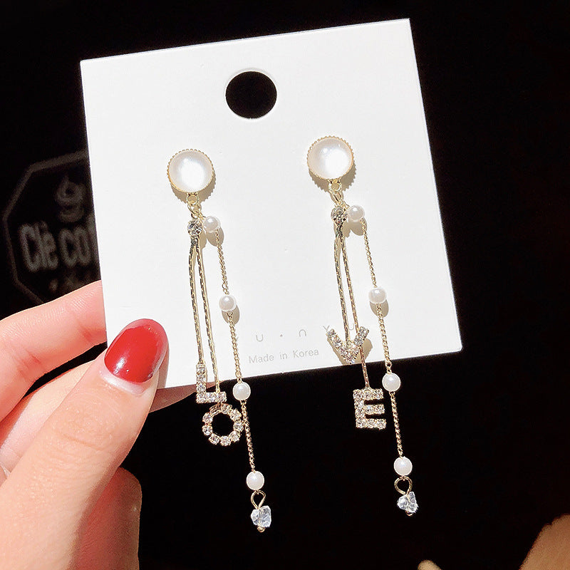 Personality Diamond Retro Earrings Tassel Wild Long Earrings Tide
