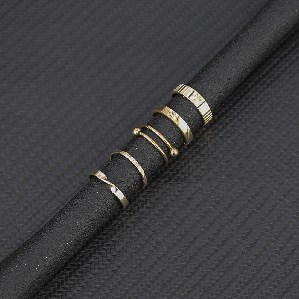 Retro Ring Ins Niche Temperament Metal Ring Set