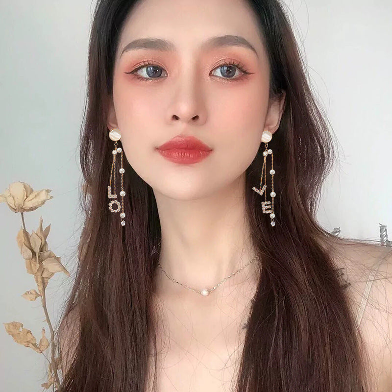 Personality Diamond Retro Earrings Tassel Wild Long Earrings Tide