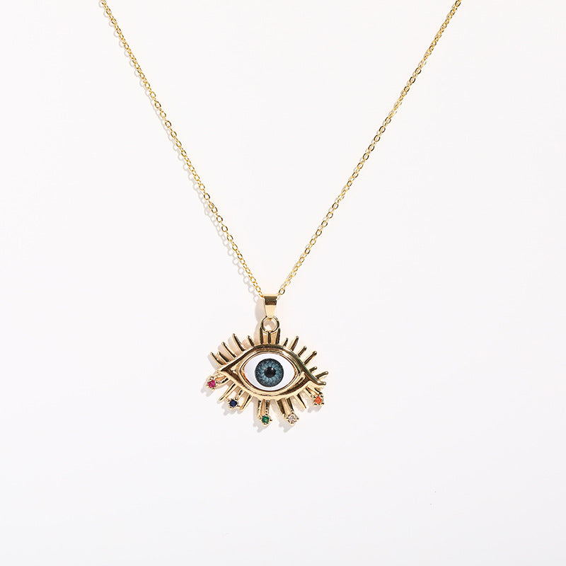 Fashion Evil Eye Zircon Copper Pendant Necklace