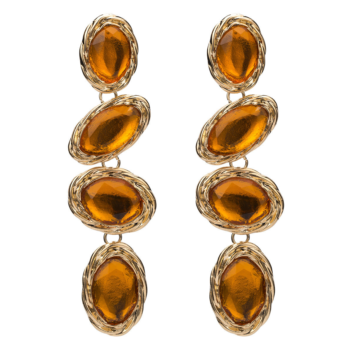 Exaggerated Temperament Alloy Colorful Stone Acrylic Earrings