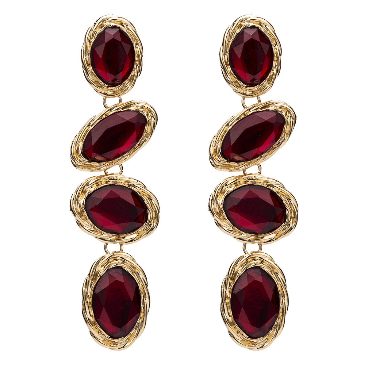 Exaggerated Temperament Alloy Colorful Stone Acrylic Earrings