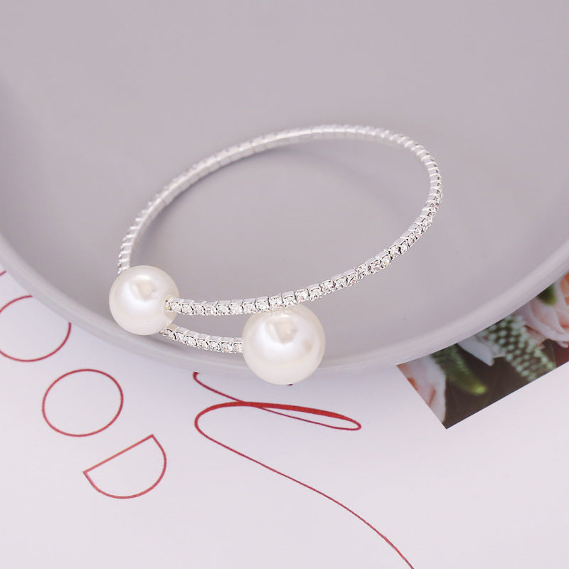 New Pearl Rhinestone Elastic Bracelet Female Personality Fashion Bracelet