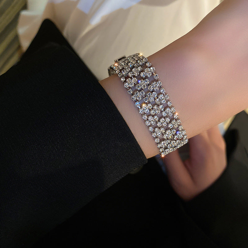 Women's Full Diamond Wide Version All Match Temperament Bracelet