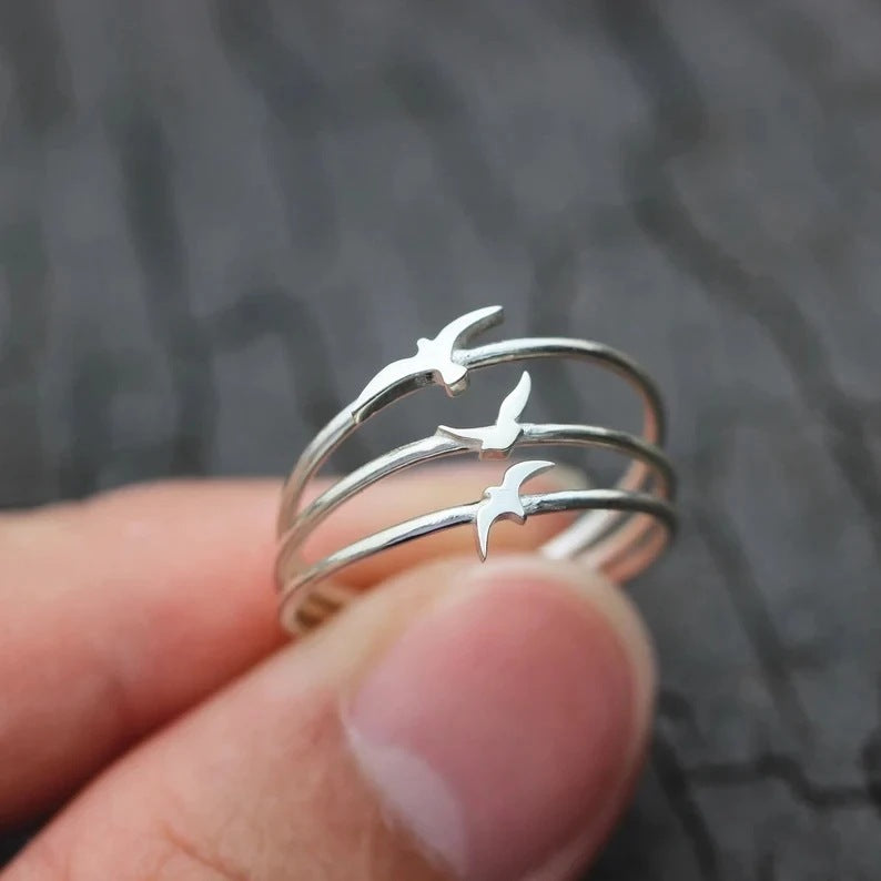 Creative European And American Fashion Simple Seagull Three-piece Ring