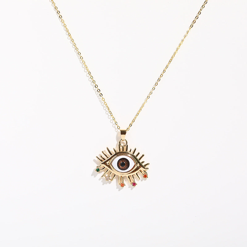 Fashion Evil Eye Zircon Copper Pendant Necklace