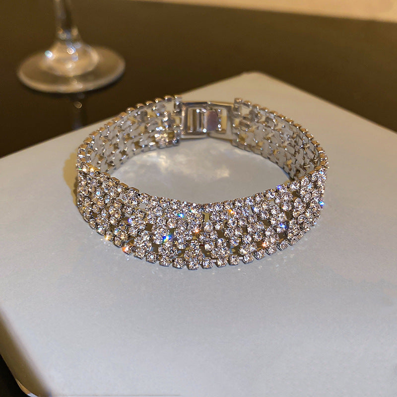 Women's Full Diamond Wide Version All Match Temperament Bracelet