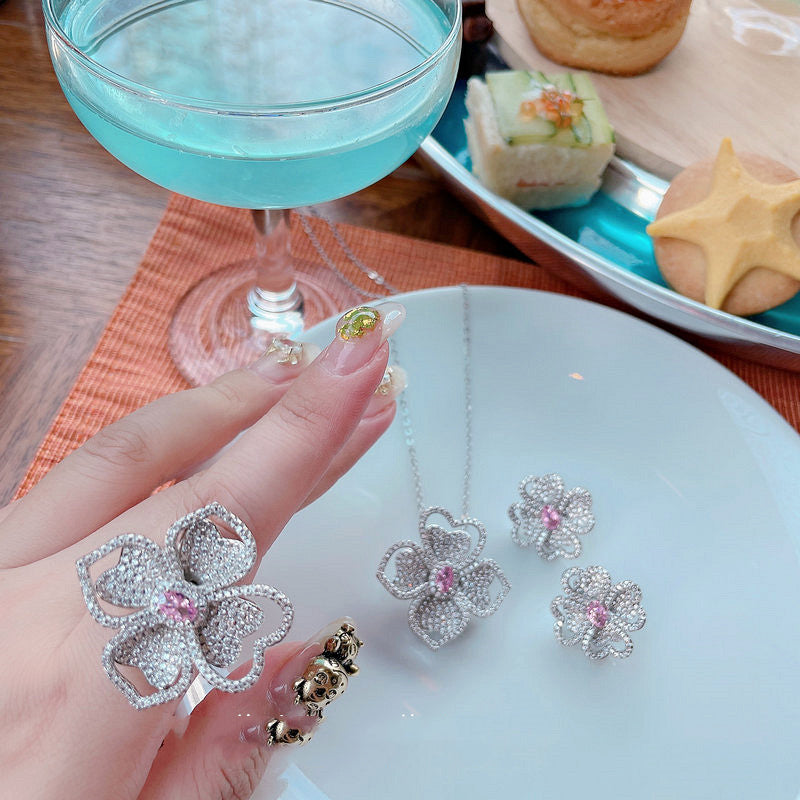 Jewelry Zircon Sparkling Diamond Ring Necklace