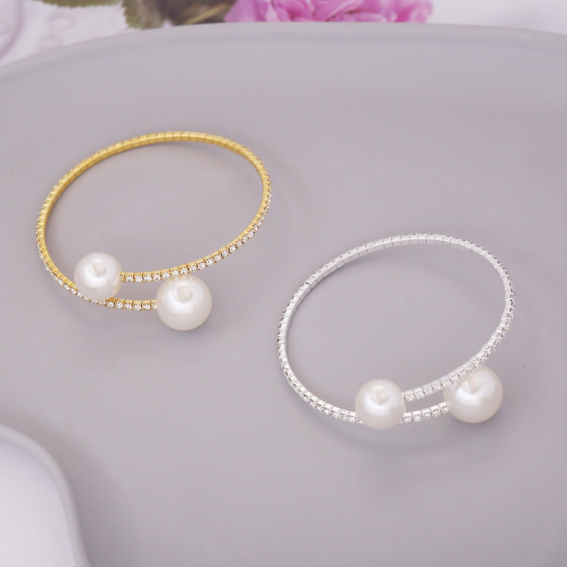 New Pearl Rhinestone Elastic Bracelet Female Personality Fashion Bracelet