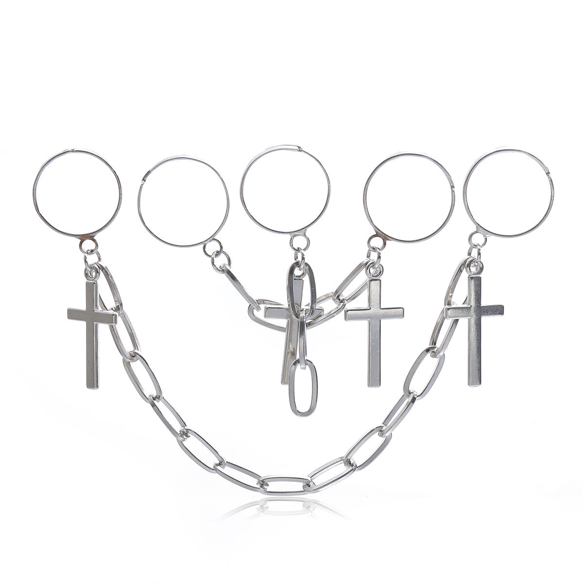 Creative Personality Cross Tassel Ring Set