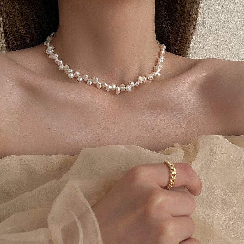 New Vintage Geometric Natural Pearl Necklace