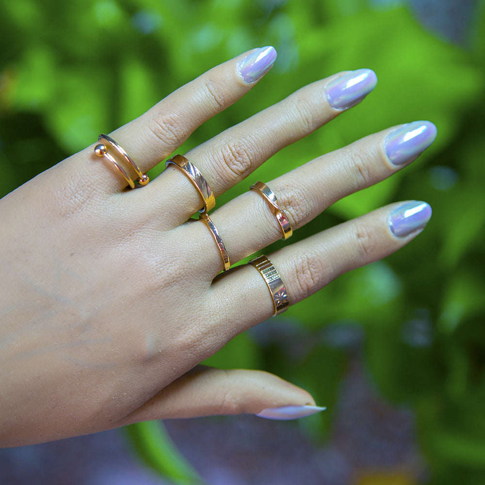 Retro Ring Ins Niche Temperament Metal Ring Set