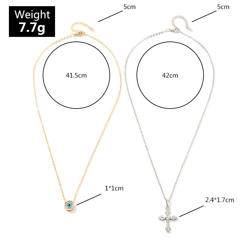 Cross Necklace Vintage Pop Color Diamond Pendant