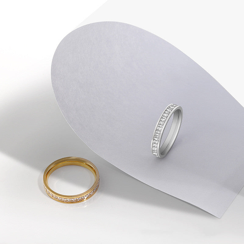 White Diamond Geometric Ring Female Simple Ring
