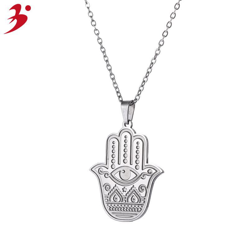 Evil Eye Necklace Hand Of Fatima Stainless Steel Pendant