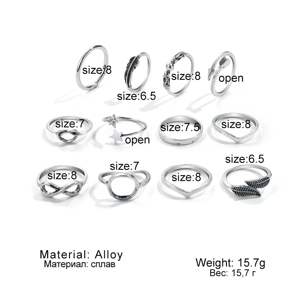 Vintage Fashion Geometric Articulated Ring Ring Set