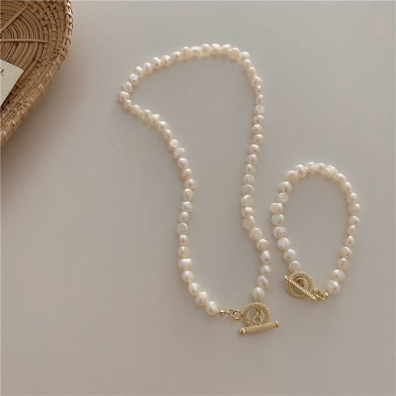 Vintage Natural Pearl Necklace Frosty Bracelet
